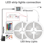 Tira de Luces Led RGB 5050 de 2 Rollos de 30 mts cada Uno, no Impermeable, con Control Remoto de 24 Teclas, con Sincronización de Música, Controlable con Aplicación Bluetooth - Image 3