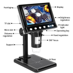 Microscopio Digital con Pantalla LCD HD 1080P de 4.3”, 1-1000X con Soporte Ajustable y Grabación de Video, Color Negro, DM7C - Image 3
