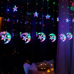 Cortina de Luces RGB para Decoración Navideña Tipo Estrellas y Lunas