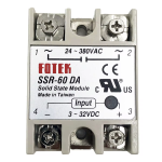 Relé de Estado Solido 60A de Entrada 3-32VDC y Salida 24-380VAC, SSR-60 DA