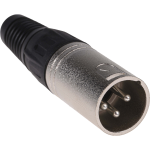Plug XLR Macho de 3 Pines, Negro/Plateado