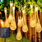 Serie de 30 Luces Navideñas Tipo Mini Gota con Mini Panel Solar, Color Blanco Cálido de 6.5 Metros