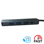 Hub USB 3.0, 4 Puertos Tipo Barra, Color Gris