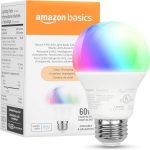 Amazon Basics Bombilla / Foco LED Inteligente A19, 9 W (Equivalente a 60 W), 800 LM