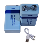 Par de Baterías Recargables 9VDC 350mAh, USB Tipo C
