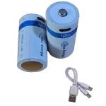 Par de Baterías Recargables Tipo/Tamaño C, 1.5V 2A, USB Tipo C