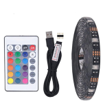 Tira de Luces Led RGB 5050 de 5 mts, Impermeable para Decoración de TV, con Conexión USB + Control Remoto de 24 Teclas