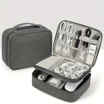 Organizador Versátil de Lona para Electrónicos, Color Gris