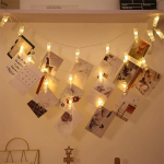 Luces de Hadas Alimentado con Pilas AAX2, Color Blanco Cálido, 3 mts con Clip para Fotos (No Incluye Pilas)