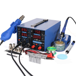 Estación para Soldar 3 en 1 con Pistola de Calor y Cautín con Fuente de Alimentación de 3A 0-15V, YIHUA 853D