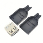 Conector USB Hembra 4 Pines con Cubierta de Plástico Negro