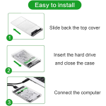 Enclosure HDD Sata y SSD de Plástico para Disco Duro 2.5″ USB 3.0, Soporta 4 TB, Transparente - Image 4