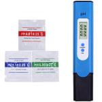 Medidor Digital de PH de Agua con Rango de Medición de 0.00-14.00 + 3 Sobres de Solución para Calibración, Color Azul