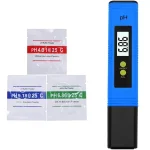 Medidor Digital de PH de Agua con Rango de Medición de 0.00-14.00 + 3 Sobres de Solución para Calibración, Color Azul