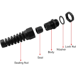 Prensaestopas NPT de 1/2" con Alivio de Tensión, Impermeable IP68 con Tuerca de Seguridad Ajustable - Image 2
