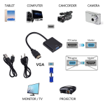 Adaptador HDMI Macho a VGA Hembra con Cable de Audio y de Alimentación, Color Negro - Image 3