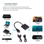 Adaptador HDMI Macho a VGA Hembra con Cable de Audio y de Alimentación, Color Negro - Image 4