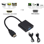 Adaptador HDMI Macho a VGA Hembra con Cable de Audio y de Alimentación, Color Negro - Image 5