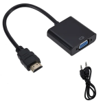 Adaptador HDMI Macho a VGA Hembra con Cable de Audio, Color Negro