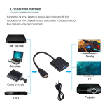 Adaptador HDMI Macho a VGA Hembra con Cable de Audio, Color Negro - Image 3