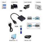 Adaptador HDMI Macho a VGA Hembra con Cable de Audio, Color Negro - Image 2
