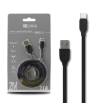 Cable USB 2.0 a Tipo C de 2 Metros, Color Negro, CAB185
