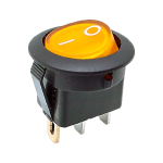 Mini Switch Rocker On-Off Redondo Anaranjado/Negro, 125VAC 6A – 250VAC 3A