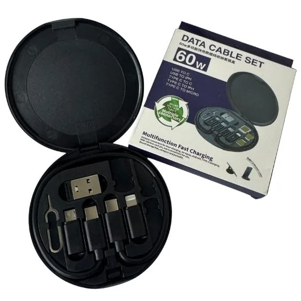 6612765267686 Cable de Datos Multifuncional de 60W con Carga Rápida para Android y iPhone - Image 1