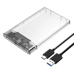 Enclosure HDD Sata y SSD de Plástico para Disco Duro 2.5″ USB 3.0 Tipo C, Soporta 4 TB, Transparente