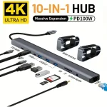 Hub USB Multifunción 10 en 1, Color Gris - Image 4