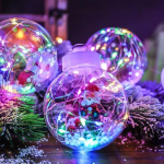 Cortina de 10 Luces Multicolor Tipo Esfera para Decoración Navideña