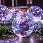 Cortina de 10 Luces Blanco Frío Tipo Esfera para Decoración Navideña