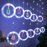 Cortina de 10 Luces Blanco Frío Tipo Aro para Decoración Navideña