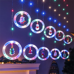 Cortina de 10 Luces Multicolor Tipo Aro para Decoración Navideña