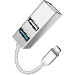 Hub USB Tipo C 3.0 de 4 Puertos Tipo Barra, Plateado, BL-IBM-14CUSB