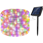 Serie de 100 Luces Navideñas Multicolor de 10 Metros en Manguera con Mini Panel Solar