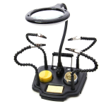 Tercera Mano con 4 Sujetadores Flexibles + Lupa + Esponja de Latón y Pasta para Soldar, ZD-11M-3