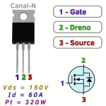 Transistor MOSFET de Potencia de Canal N 150V 60A, IRFB52N15D - Image 2