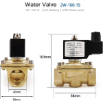 Válvula de Solenoide de Latón de ½”, Normalmente Cerrado, 24VDC 2W-160-15 - Image 3