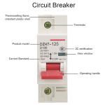 Disyuntor MCB de 230/400VAC 50Hz 100A de 1 Polo, DZ47-125 D100 - Image 3
