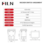 Switch Filn On-Off Contra el Agua 4 pines 30A 125V/250V con Iluminación Color Rojo - Image 2
