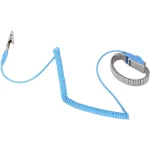 Pulsera Antiestática de Metal Ajustable con Cable de Conexión a Tierra, Color Celeste