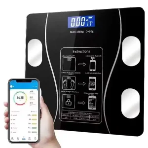 Balanza Digital de Hasta 180kg Compatible con Aplicación Bluetooth, Color Negro
