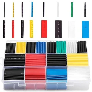 Caja con 580 Piezas de Termoencogible, Colores Variados, de Distintas Medidas