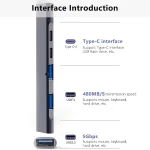Hub USB de 5 Puertos Tipo Barra, Plateado - Image 3