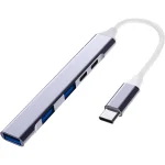 Hub USB de 5 Puertos Tipo Barra, Plateado