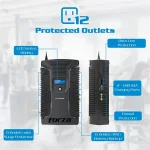 UPS 1000VA 600W de 12 Salidas + 2 Puetos USB + 2 Puertos RJ45, Forza HT-1000LCD - Image 4