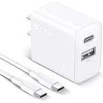Cubo de Carga de 20W USB Tipo C y USB A + Cable Tipo de 1 Metro, Color Blanco, GAR162