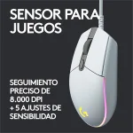 Mouse Gamer Logitech G203 Lightsync de 8000DPI, Color Blanco - Image 4