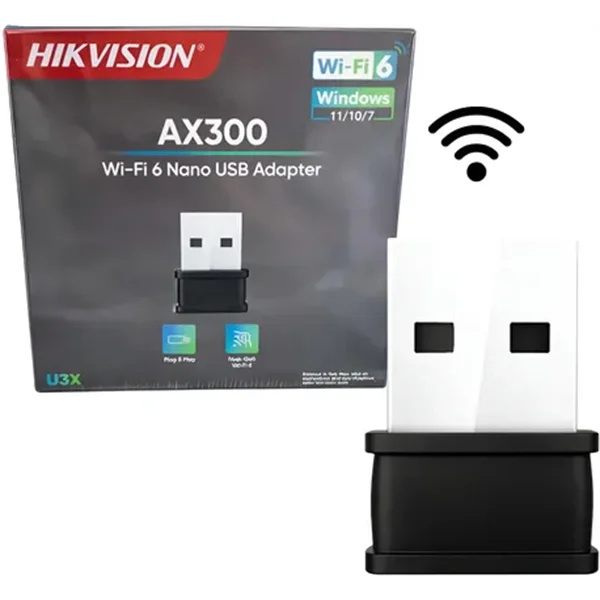 Imagen_614 Adaptador USB Nano Wi-Fi 6 de 300Mbps 2.4 GHz AX300, HIKVISION DS-3WRU3X - Image 1